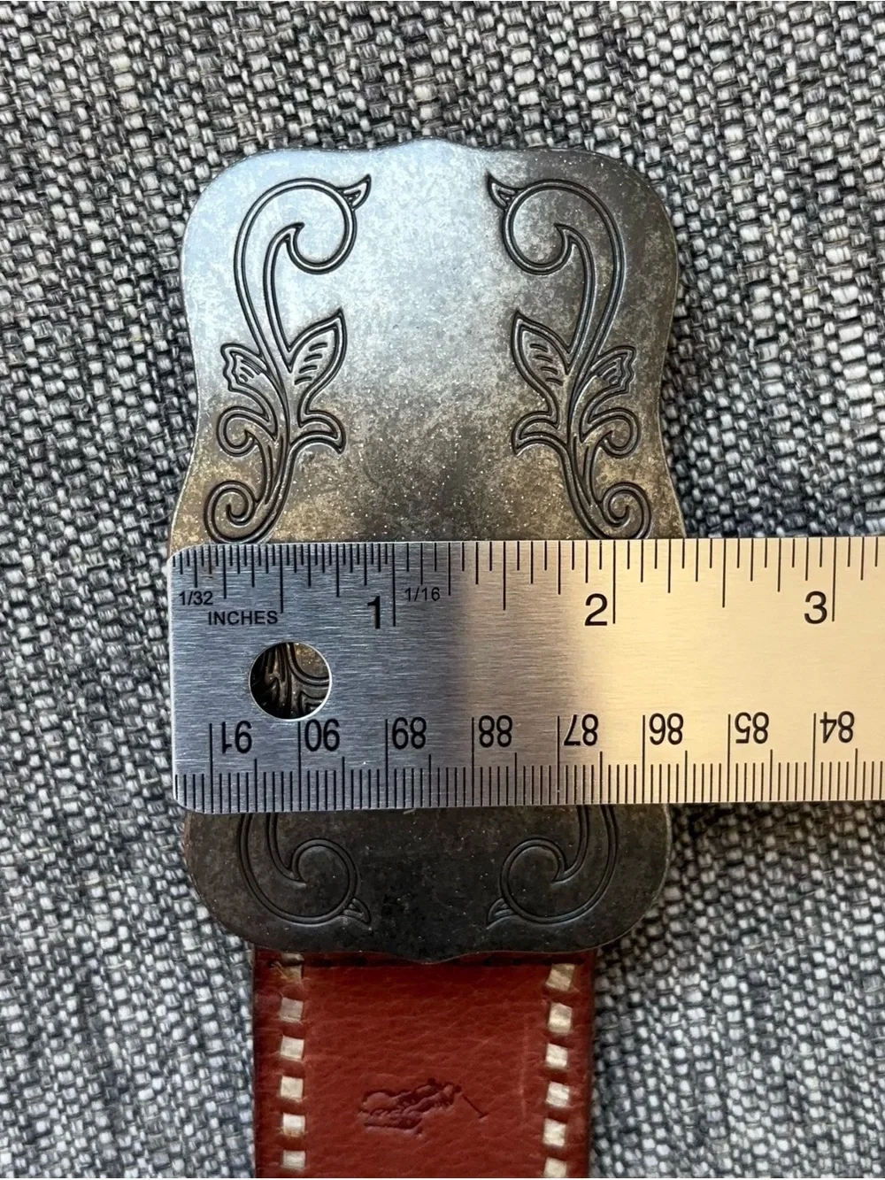 Vintage Ralph Lauren Embroidered Western Belt Size L Silver Buckle Leather